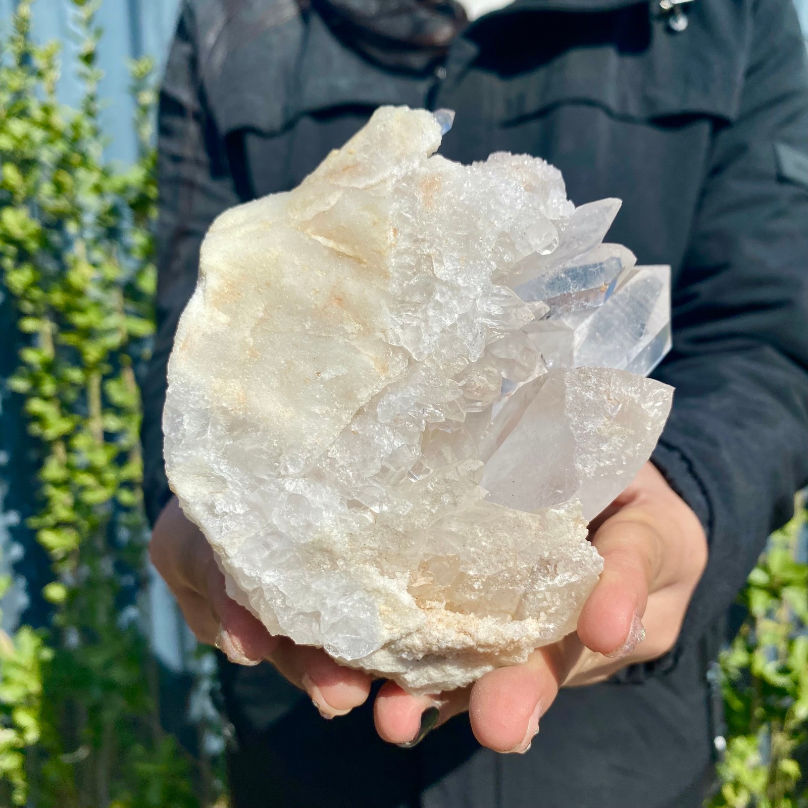 2.1LB Natural rare white water crystal cluster backbone mineral specimen