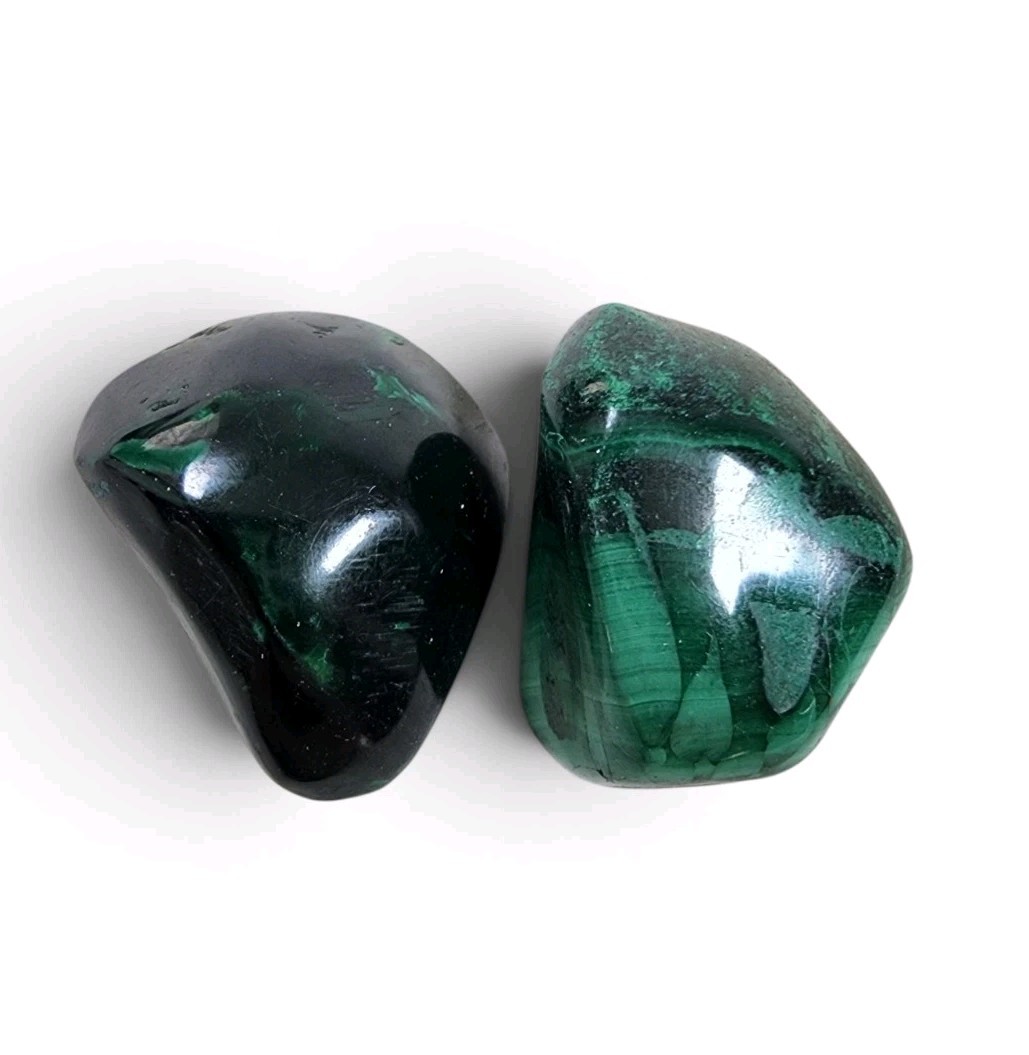 Malachite Polished Stones from the Congo 39.1 grams. 2 Piece Lot