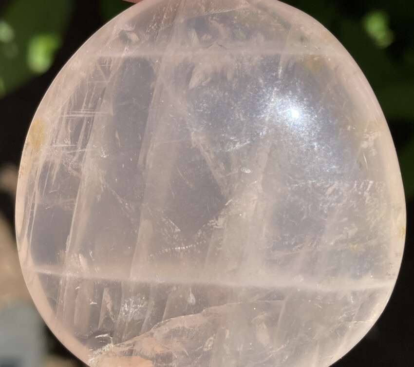 Handmade Polished PINK ROSE QUARTZ Healing Crystal Palm Stone MADAGASCAR 2.04″