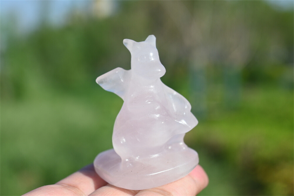 2.4” Carved Natural Quartz crystal Dragon Reiki Crystal Skull decor Heal 1pc