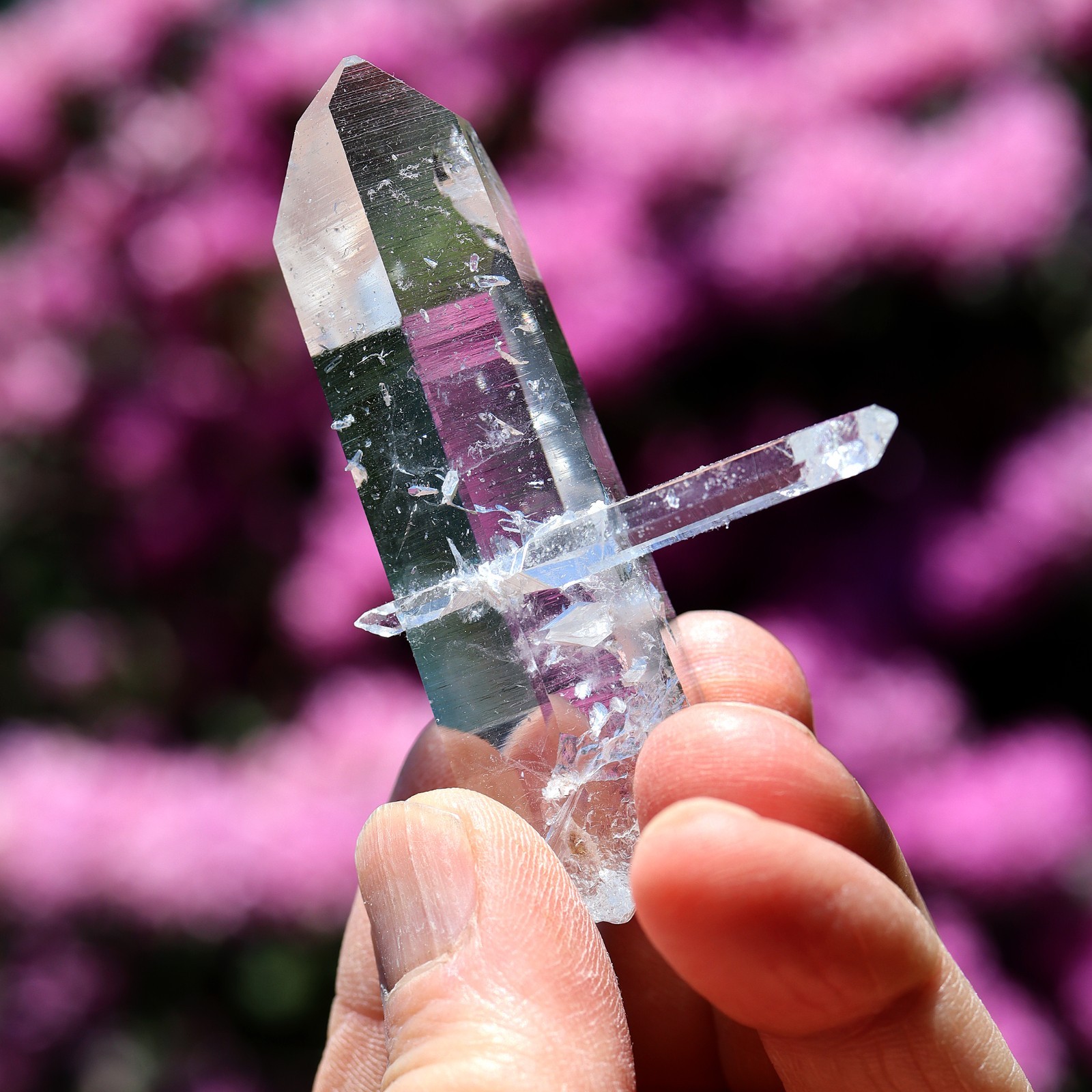 Twin Colombian Quartz Crystal Point with Double Terminated perfect tips