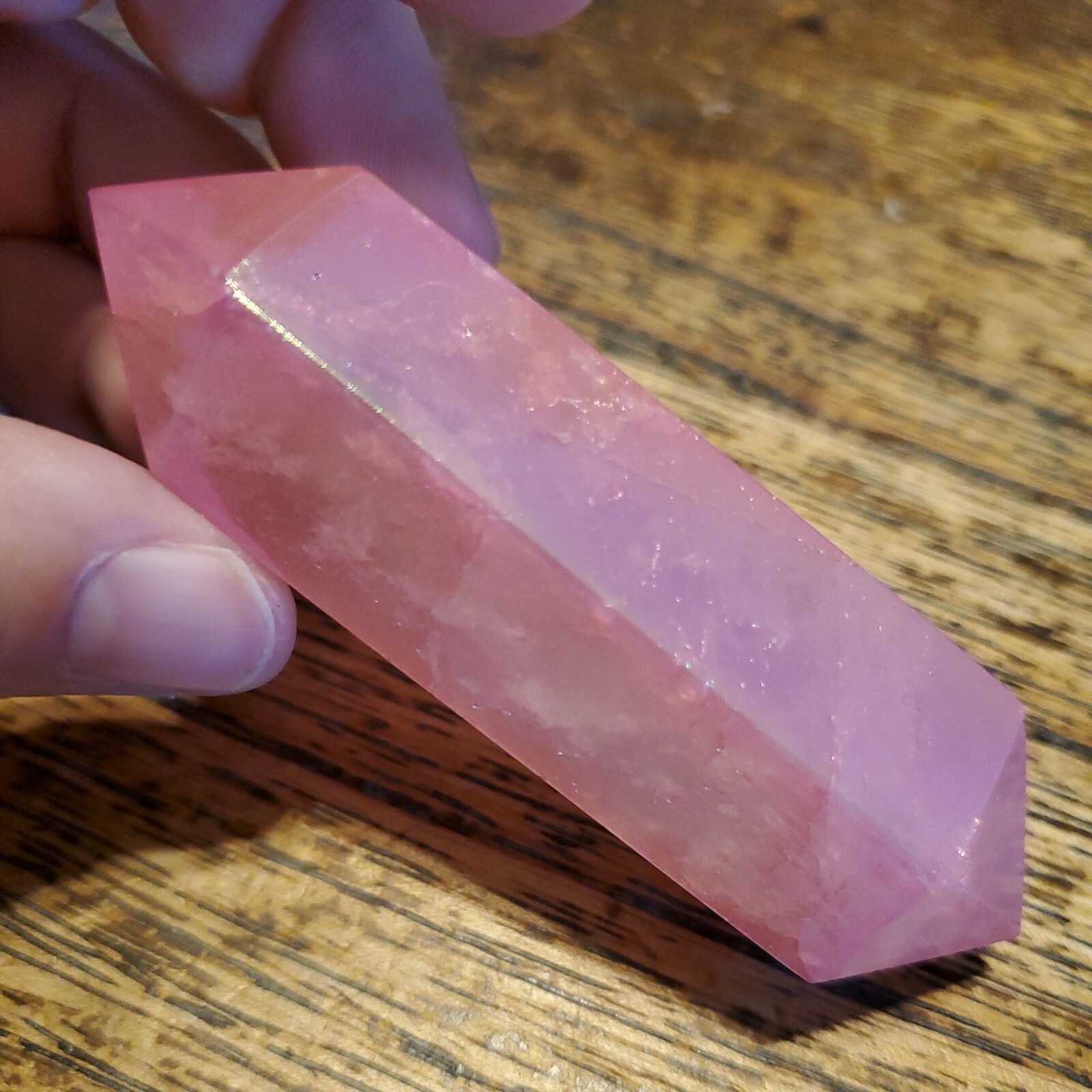 Pink Aura Quartz Crystal Double Termination 3.42in, 96g