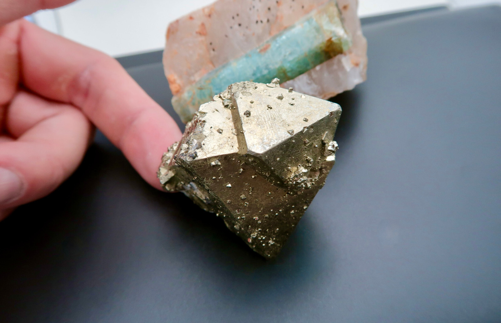 RARE PYRITE OCTAHEDRON SPECIMEN **BEAUTIFUL** HUANZALA MINE PERU