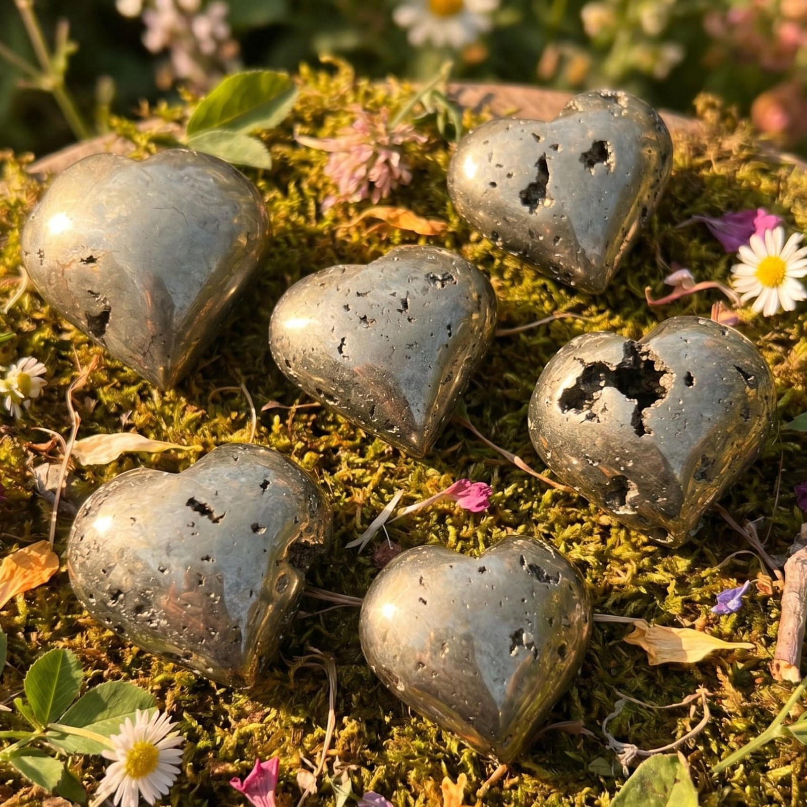 Iron Pyrite Puffy Crystal Heart Natural Genuine Crystal Mineral