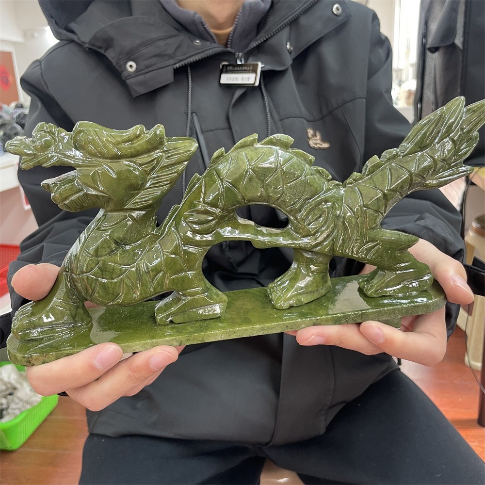 2.5LB 1″ Natural Xiuyan Jade Dragon Crystal Carving Reiki Energy Mineral Reiki
