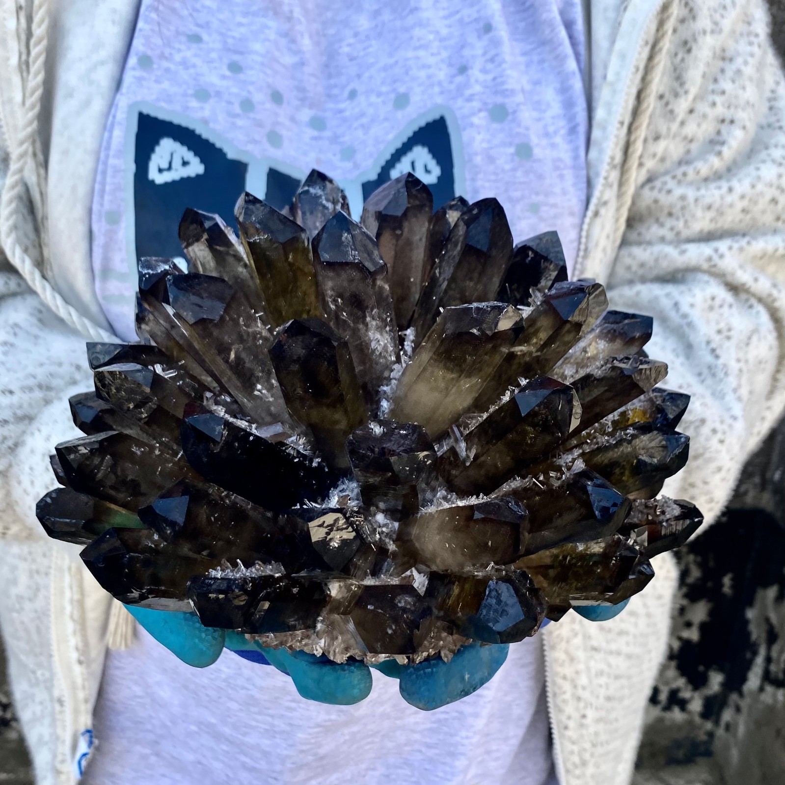12G New Find black Phantom Quartz Crystal Cluster Mineral Specimen Healing