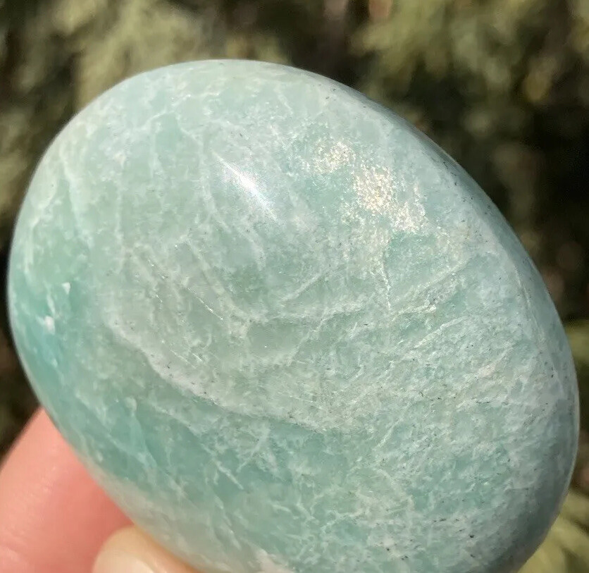 Handmade Polished AMAZONITE Healing Crystal Palm Stone Pebble MADAGASCAR 2.08″