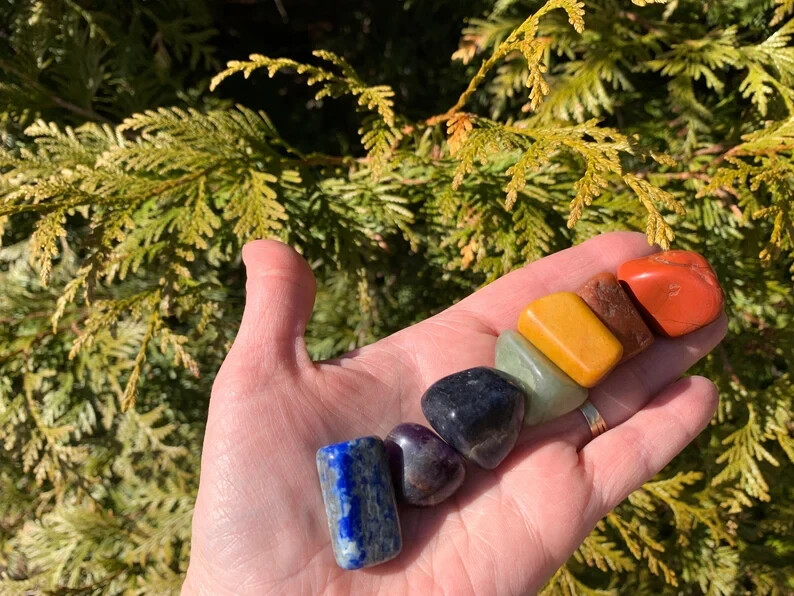 Chakra Healing Bag Set- 7 Chakra , Reiki Chakra Stones, Tumbled Chakra Set,