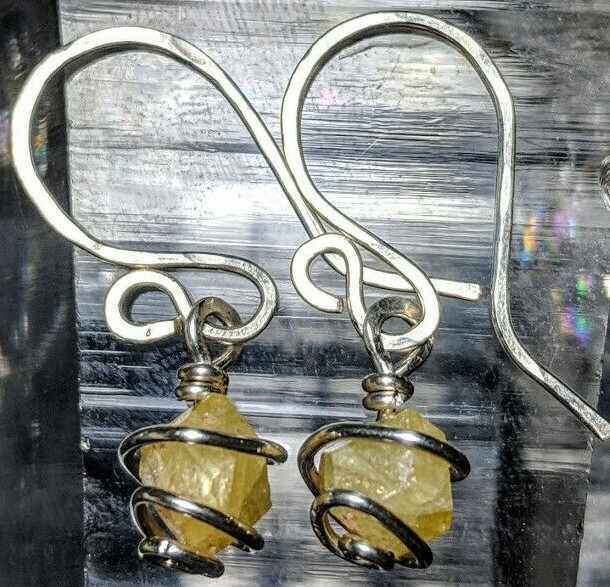 RHODIZITE Crystal Earrings – HIGHEST VIBRATION- Spiral Wrapped in 925 Silver YES
