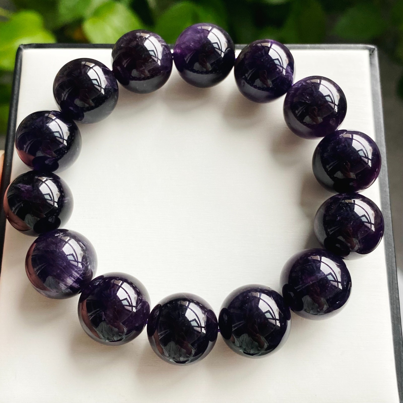 15mm Natural Rare Purple Amethyst Crystal Beads Bracelet 2101