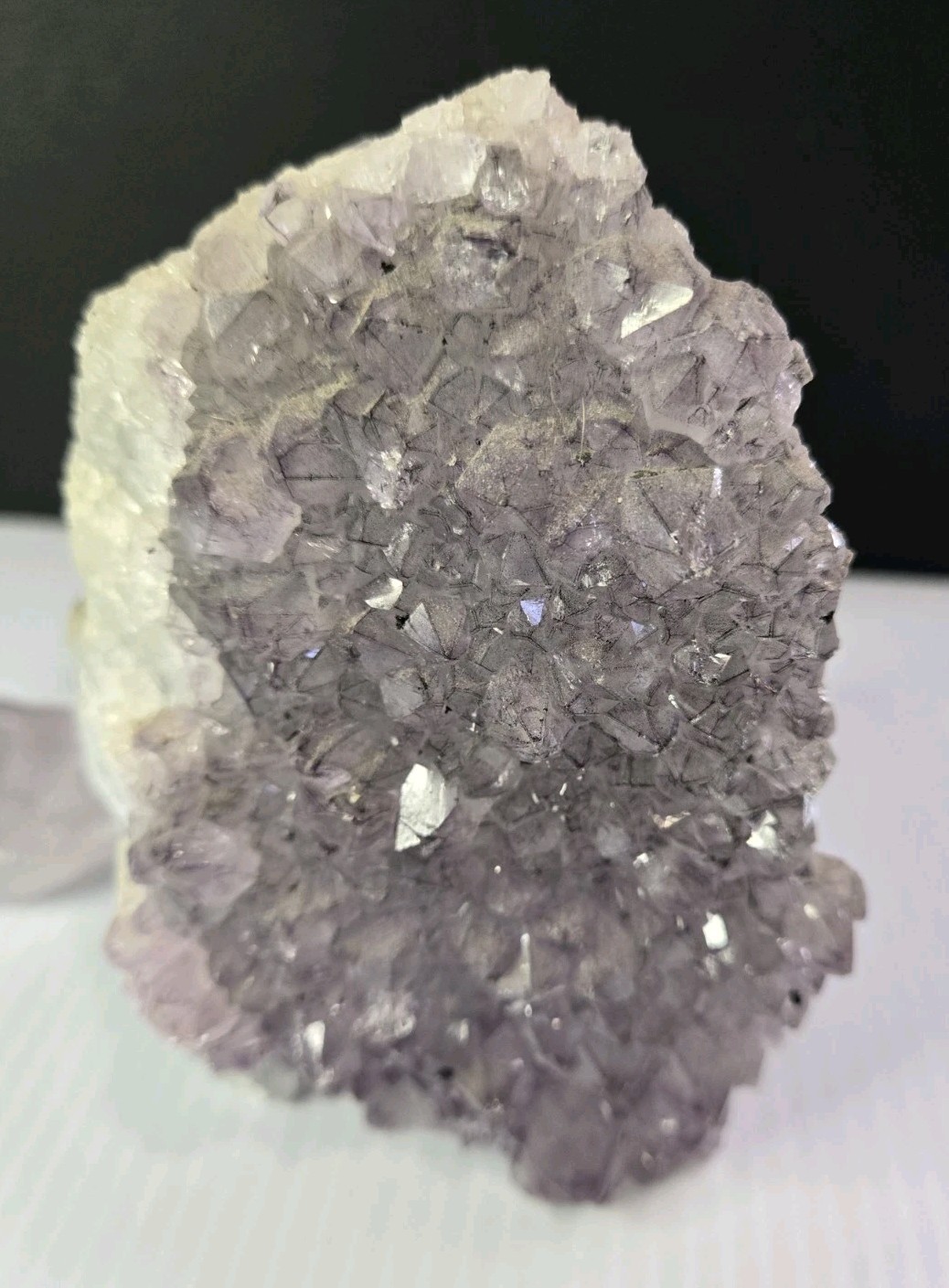 Natural Amethyst Lavendar purple Crystal Geode cluster set lot of 4