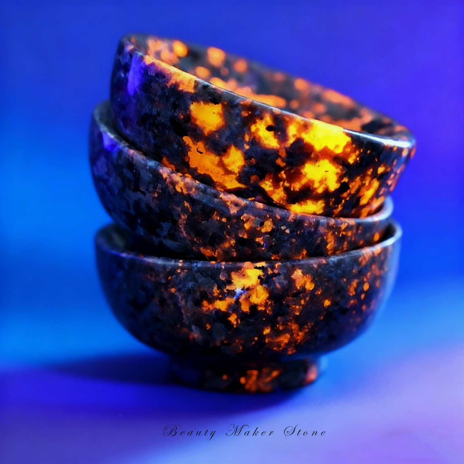 Yooperlite Crystal Bowl UV Reactive Flame Stone Crystal Healing Gift& Home Decor