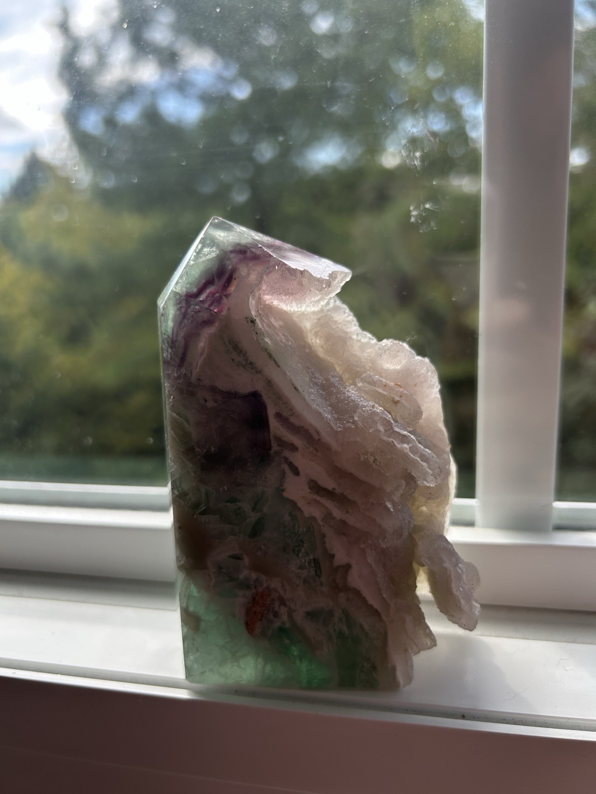 Rainbow Fluorite Tower Rough Cut Druzy Flourite Obelisk