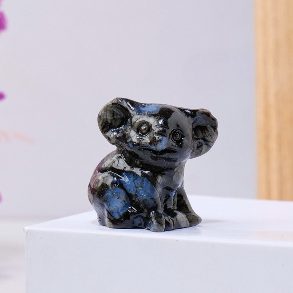 Natural Mixed Crystal Koala Statue Carving Reiki Healing stone Decor Gift random