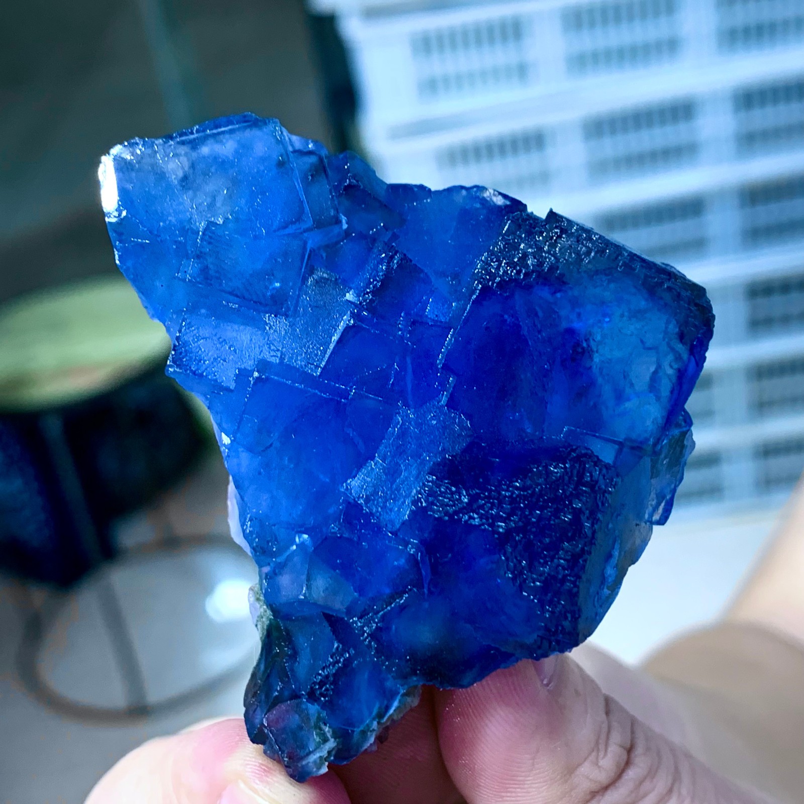 82G Rare transparent blue fluorite cubic mineral crystal sample/China