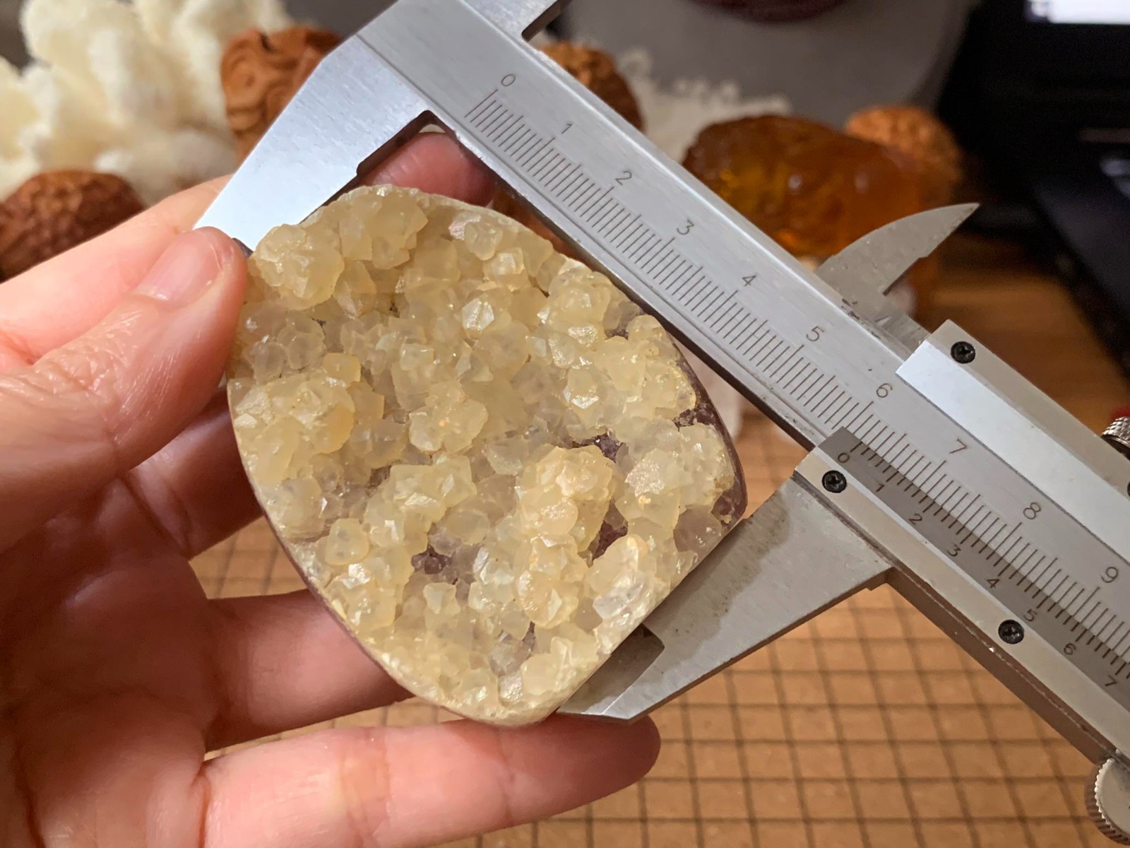 Natural Amethyst & Calcite Cut Geode Quartz Crystal Cluster – 161 Grams (#220)