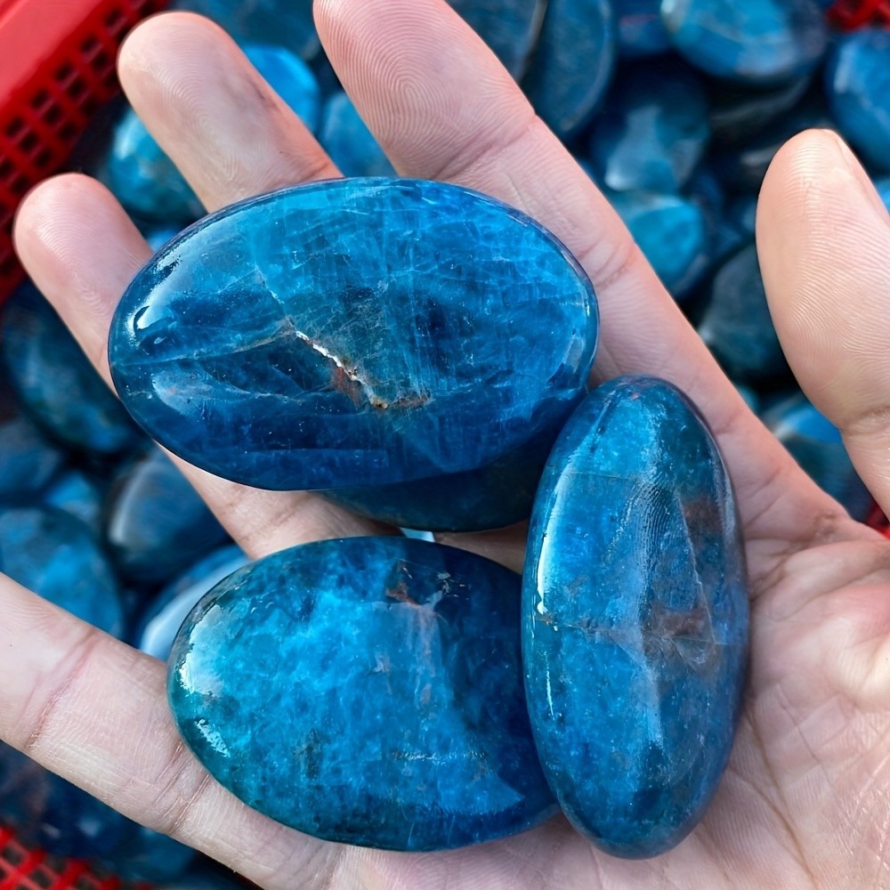 50-100G Crystal Blue Moon Stone Palm Polished Quartz Children’s Gift Home Decor