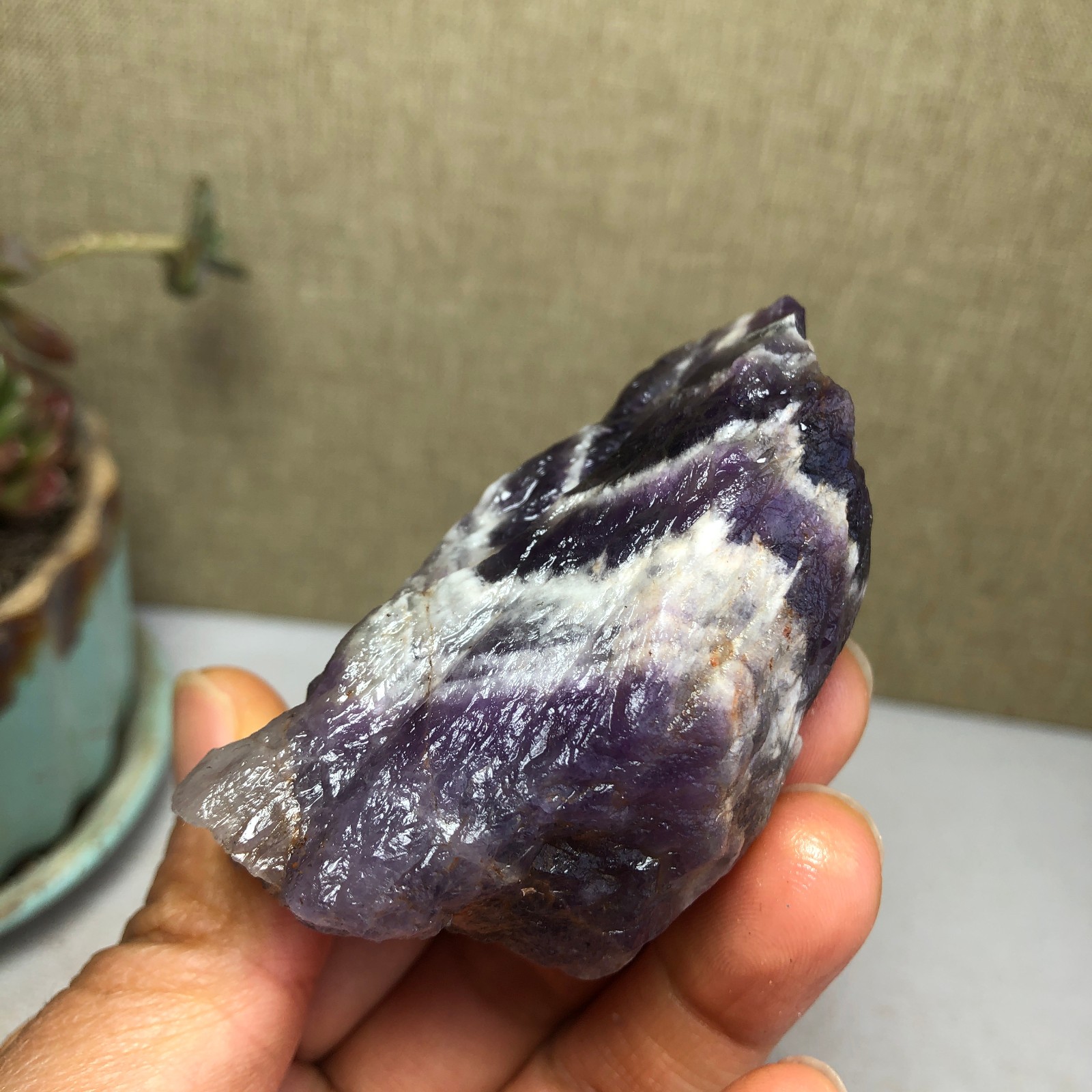 65mm Natural Dream Amethyst gemstone rough Crystal uncut specimens 123g A3816