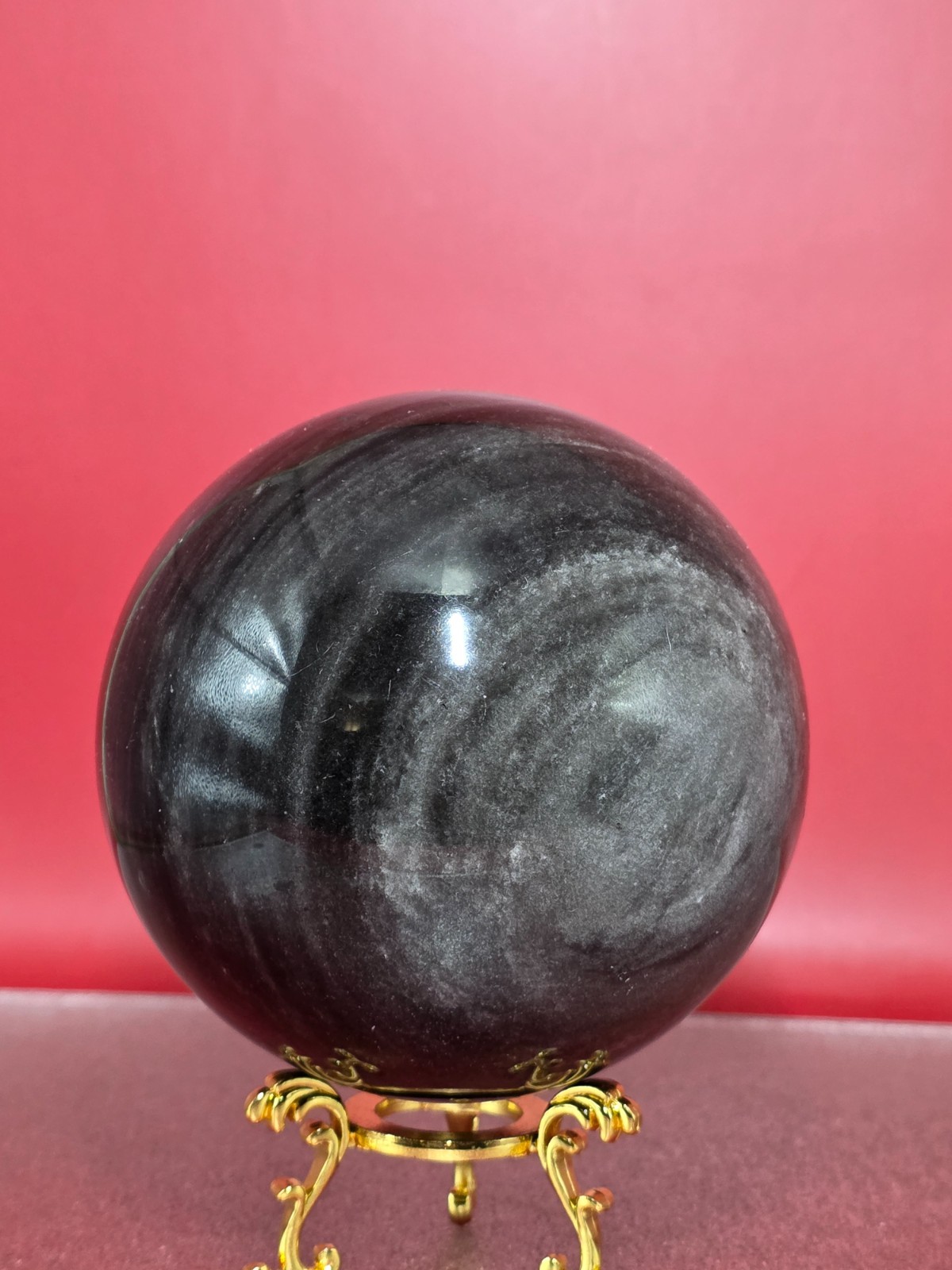 2 +LB Natural Silver Obsidian Jasper Quartz Sphere Crystal Ball Reiki Healing