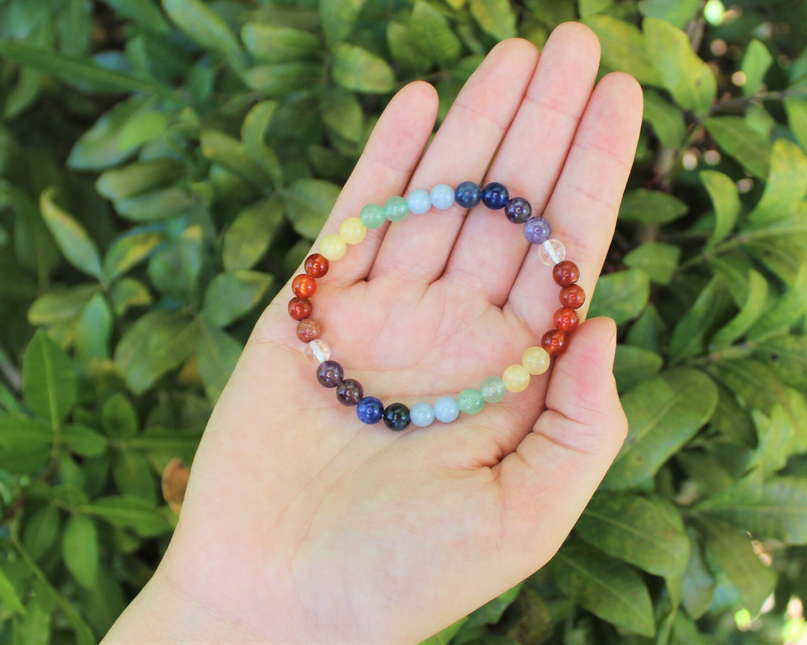 7 Chakra Bead Bracelet – 6 mm Round Gemstone Crystals (7 Chakra Bracelet)
