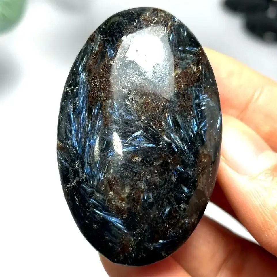 Natural Astrophyllite Crystal Palm Stone Polished Pocket Worry Stone Gift Decor