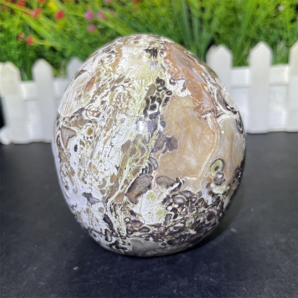 2.1LB 3.9″ Natural Money Agate Skull Crystal Quartz Carving Reiki Decoration