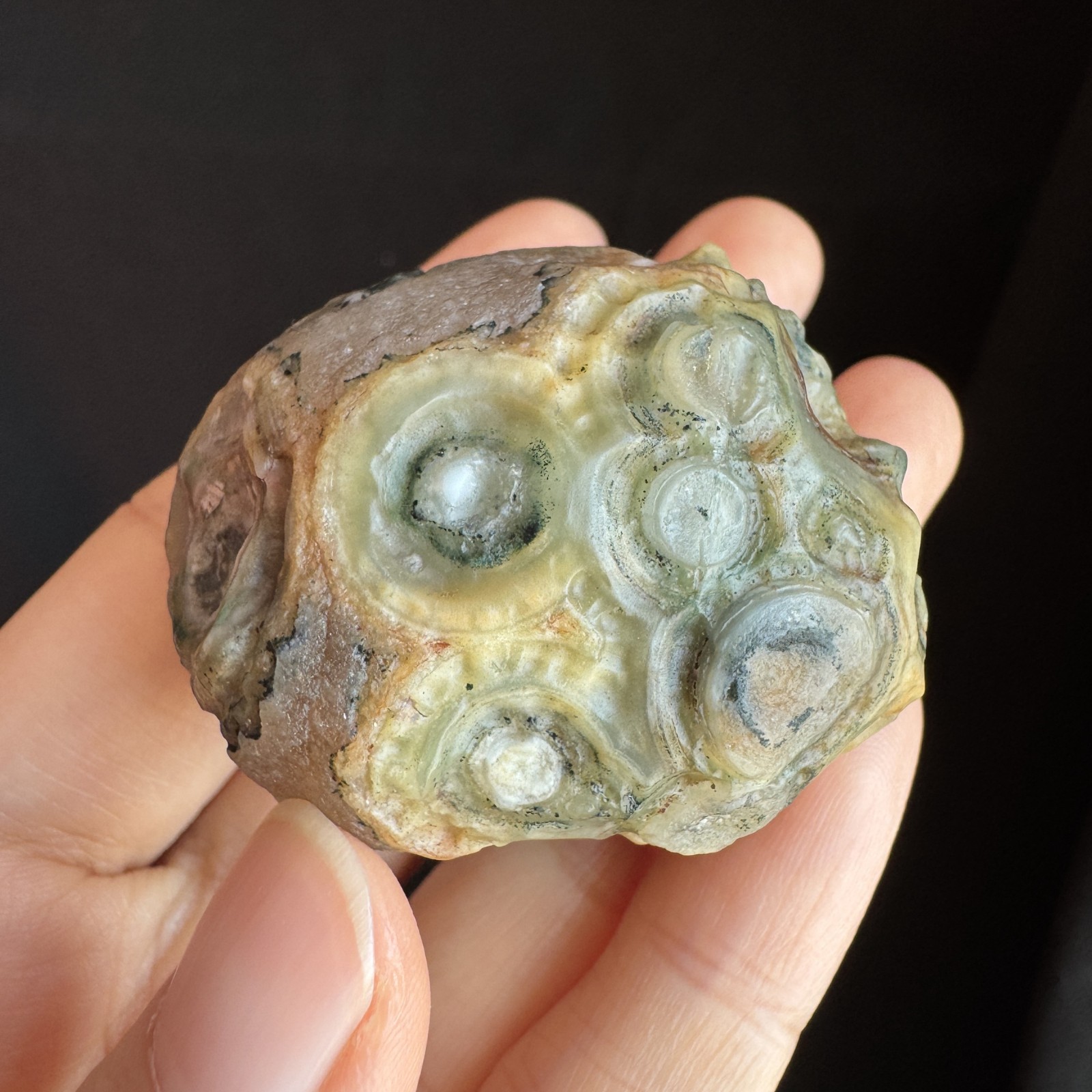5cm/87g Natural Big Alxa Gobi Desert Colorful Eye Agate, Mongolia-1001
