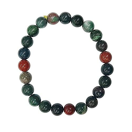 Blood stone Smooth Round Gemstone Beads Elastic Cord Bracelet 8 mm size