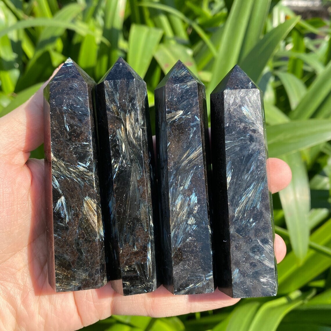 3~4 inch Arfvedsonite Gemstone Point Obelisk Gemstone Crystal Tower Decoration