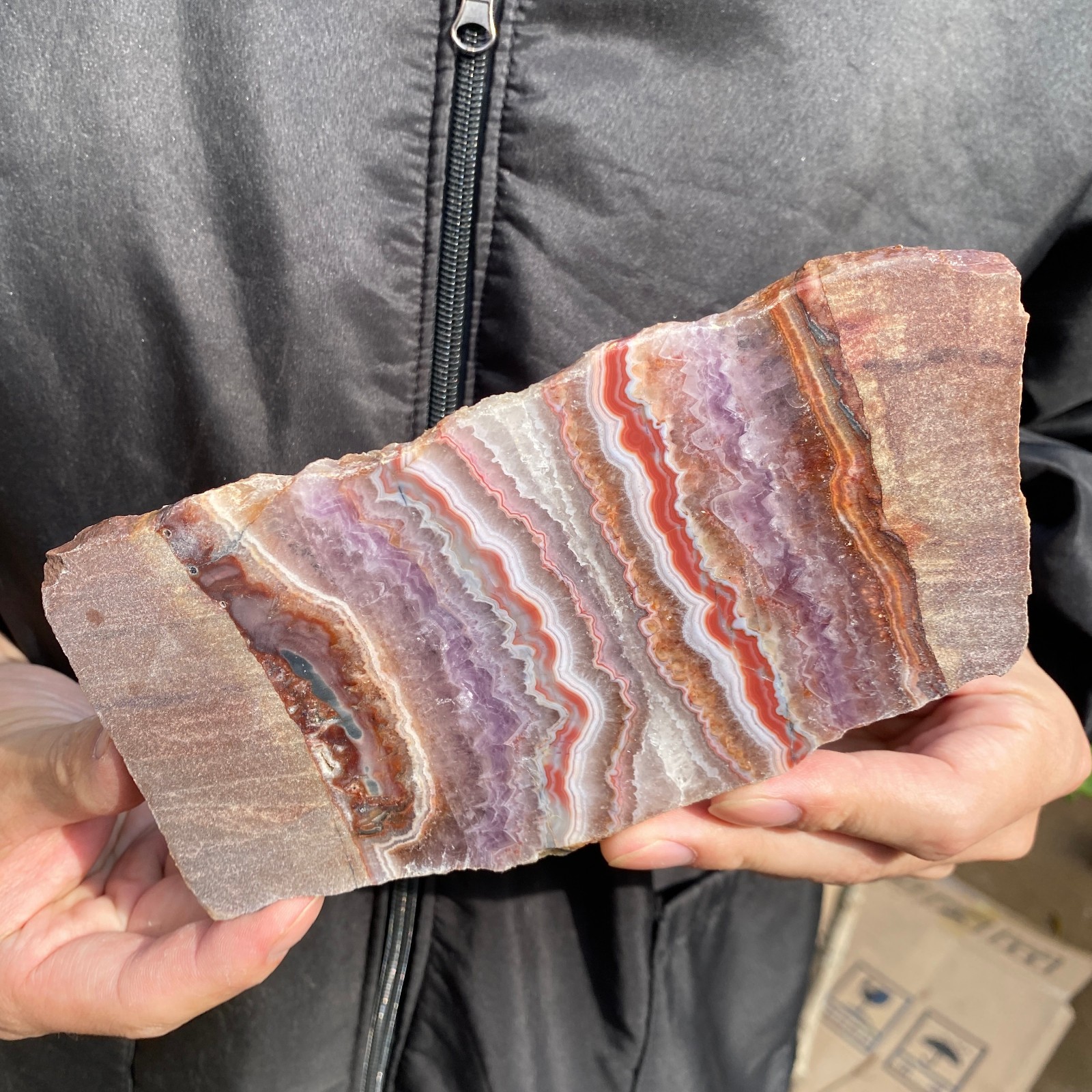 290g Natural lace agate amethyst Raw Quartz Crystal Slab Rough Mineral Specimen