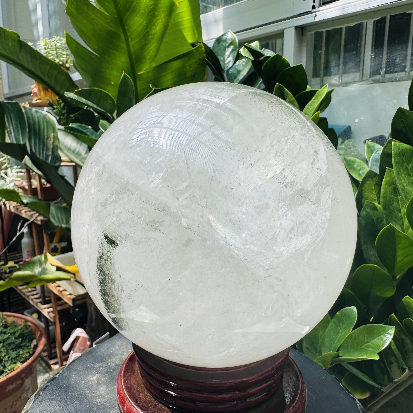 11.52LB Rare Natural Green Ghost phantom quart ball carved crystal sphere reiki