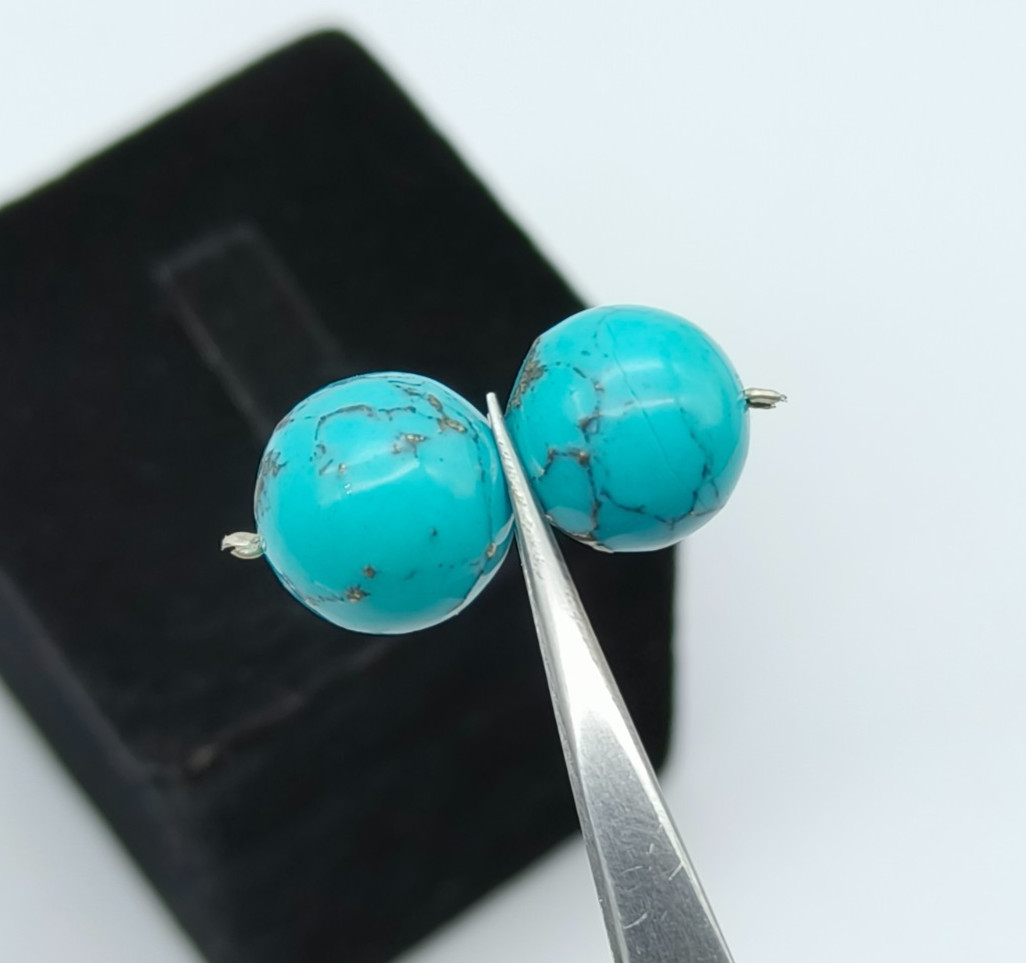 2 Pcs Natural Round Smooth Beads Natur