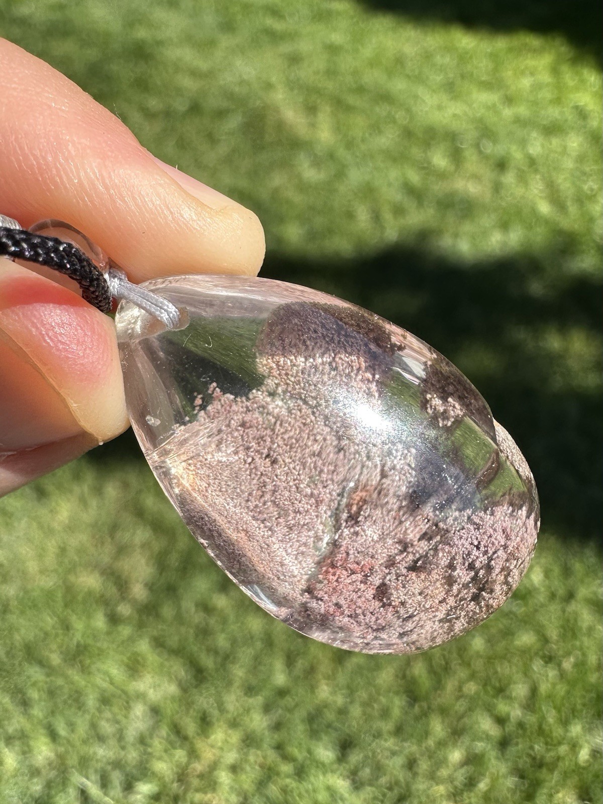 Garden Quartz/Phantom Quartz/Lodolite Quartz Waterdrop Pendant Necklace