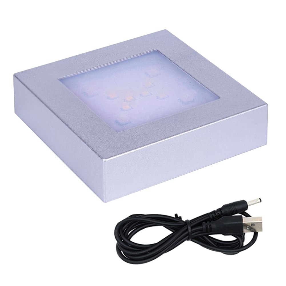 LED Multimodal Multicolor Light Stand Base Silver – Square Display Base for 3…