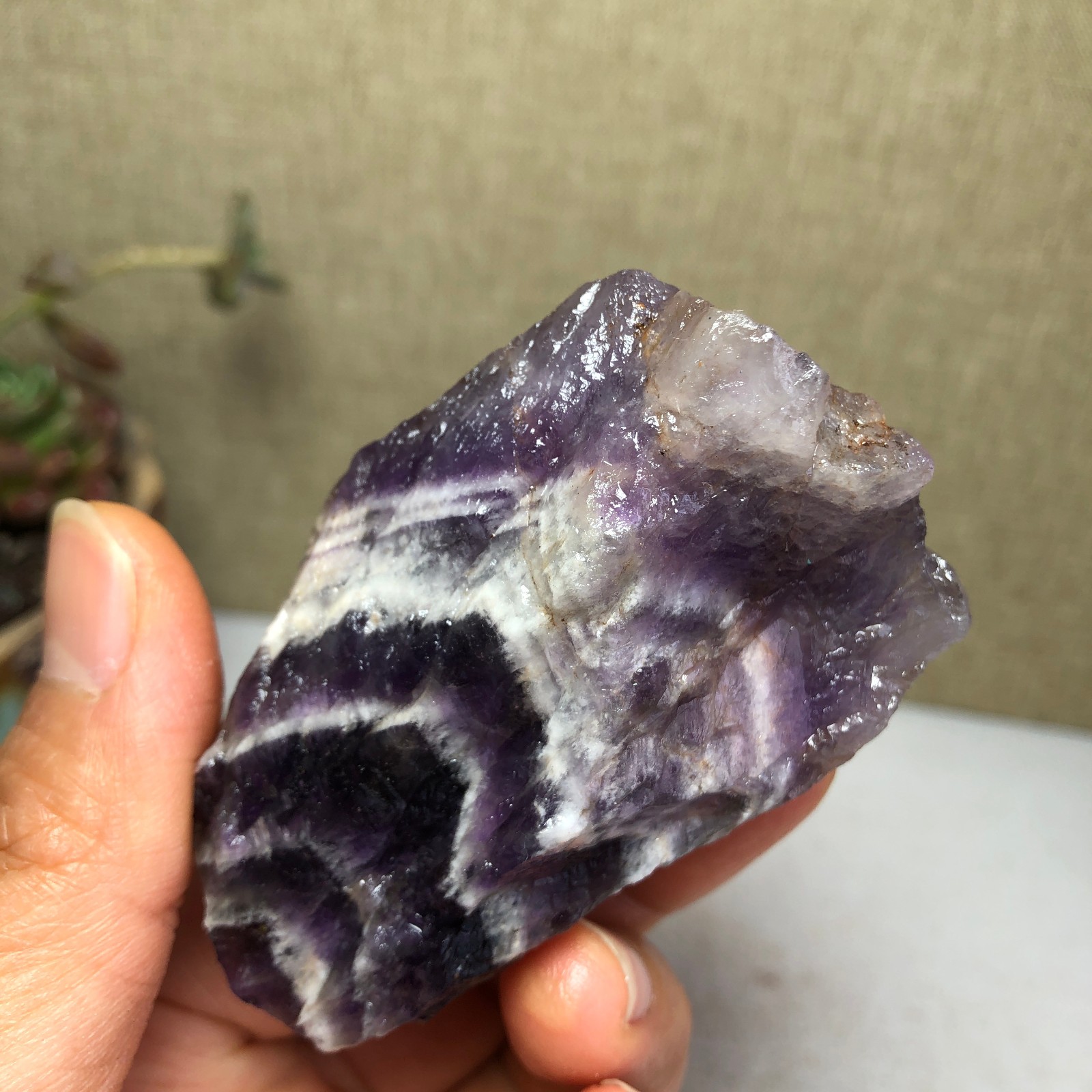 65mm Natural Dream Amethyst gemstone rough Crystal uncut specimens 123g A3816