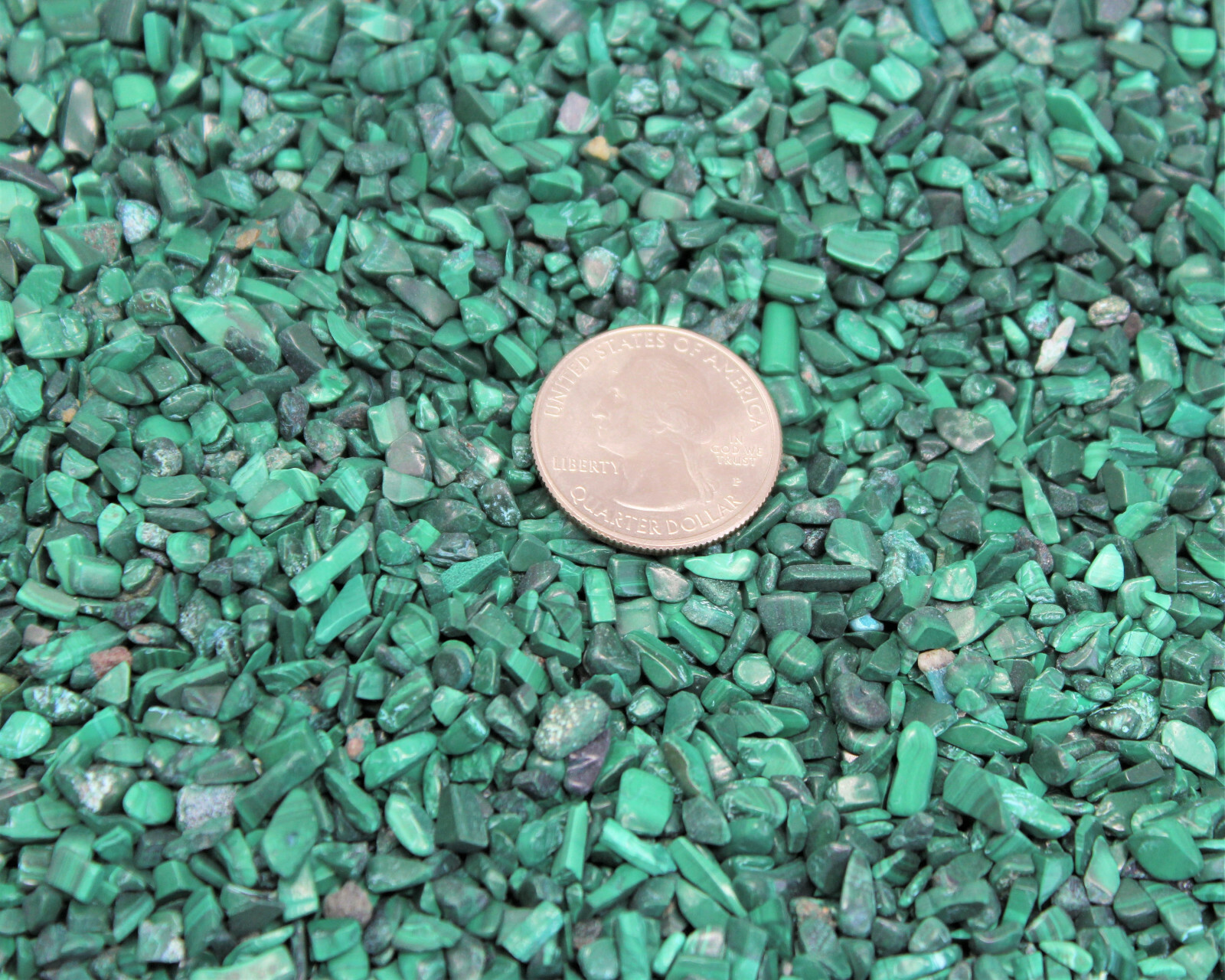 Malachite Semi Tumbled Gemstone Mini Chips 3-6 mm, ‘A’ Grade Wholesale Bulk Lot