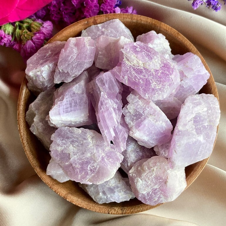 5 PCS Raw Rough Kunzite Stone Purple Crystal Healing Energy Mineral Specimen