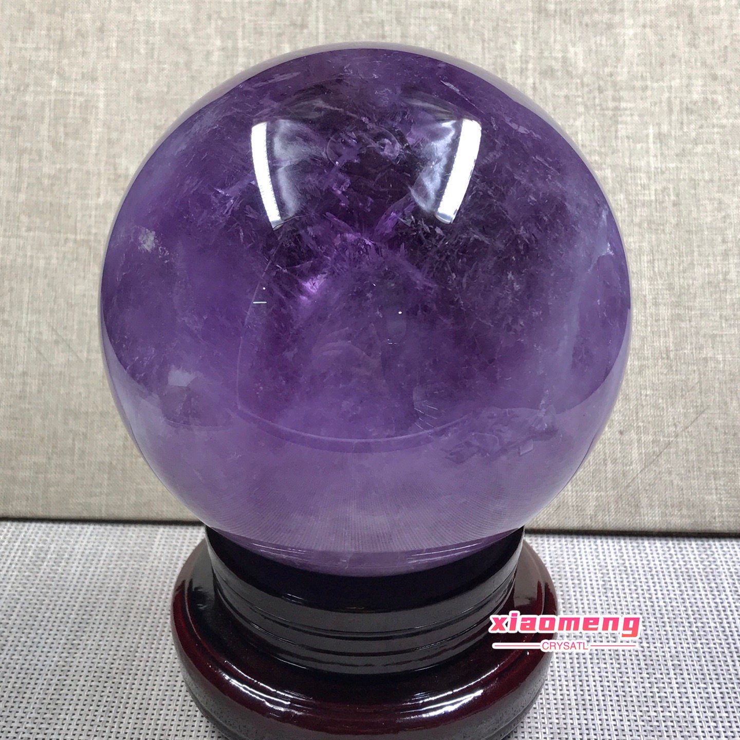 7.6LB Natural Amethyst Sphere Crystal Ball with Wood Stand Healing Feng Shui Dec