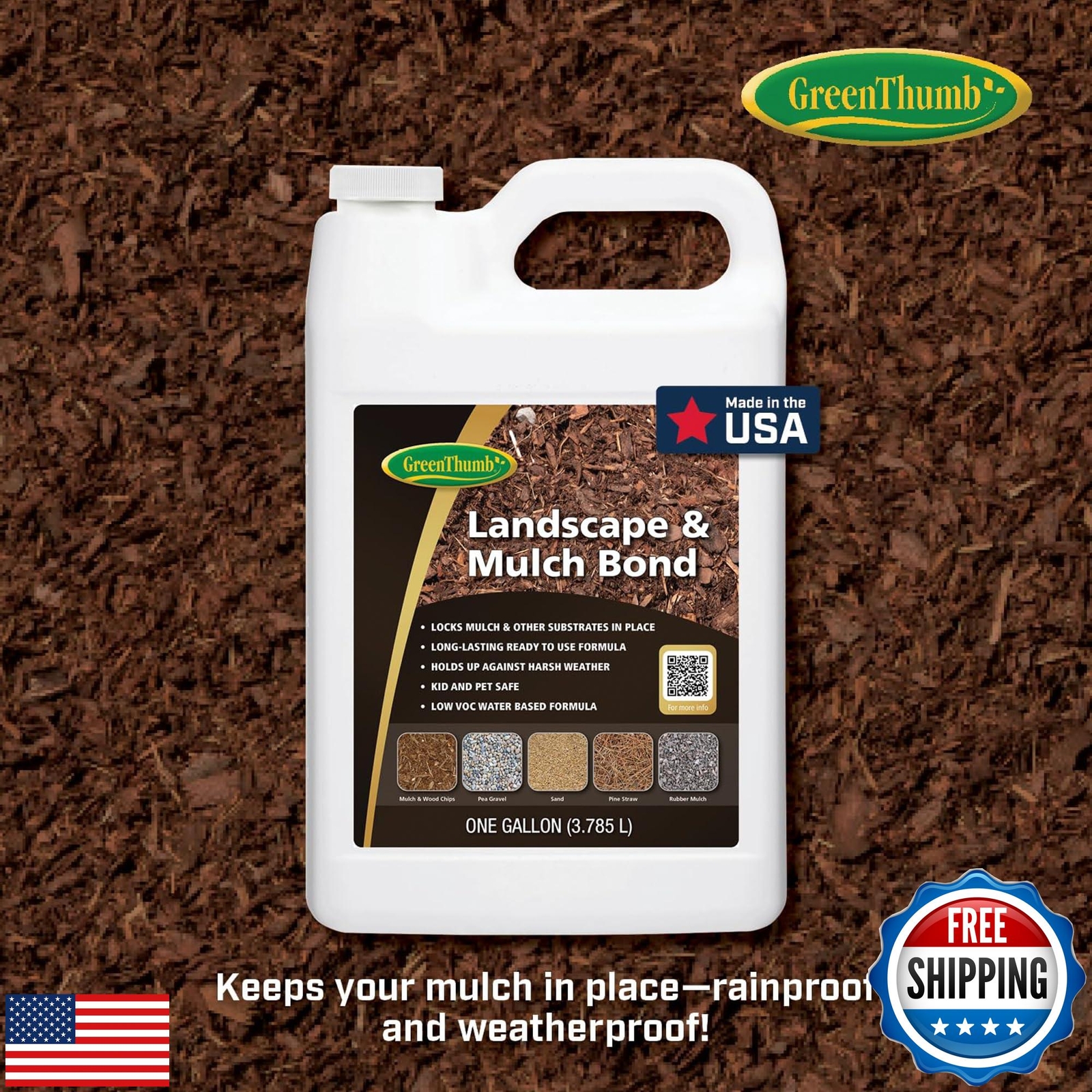 GreenThumb, Landscape and Mulch Bond, Mulch Glue for Landscaping, Rock, Pea G