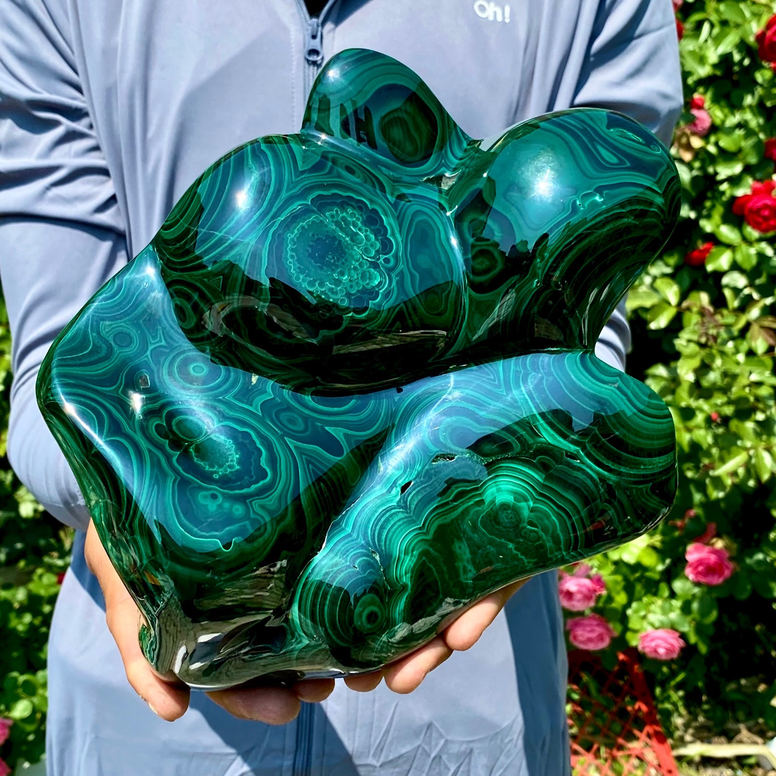 12LB Natural glossy Malachite egg transparent cluster rough mineral sample