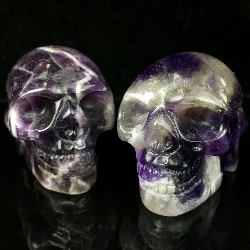 2” Natural Skull Quartz Crystal Specimen Hand-Carved Reiki Healing Stone