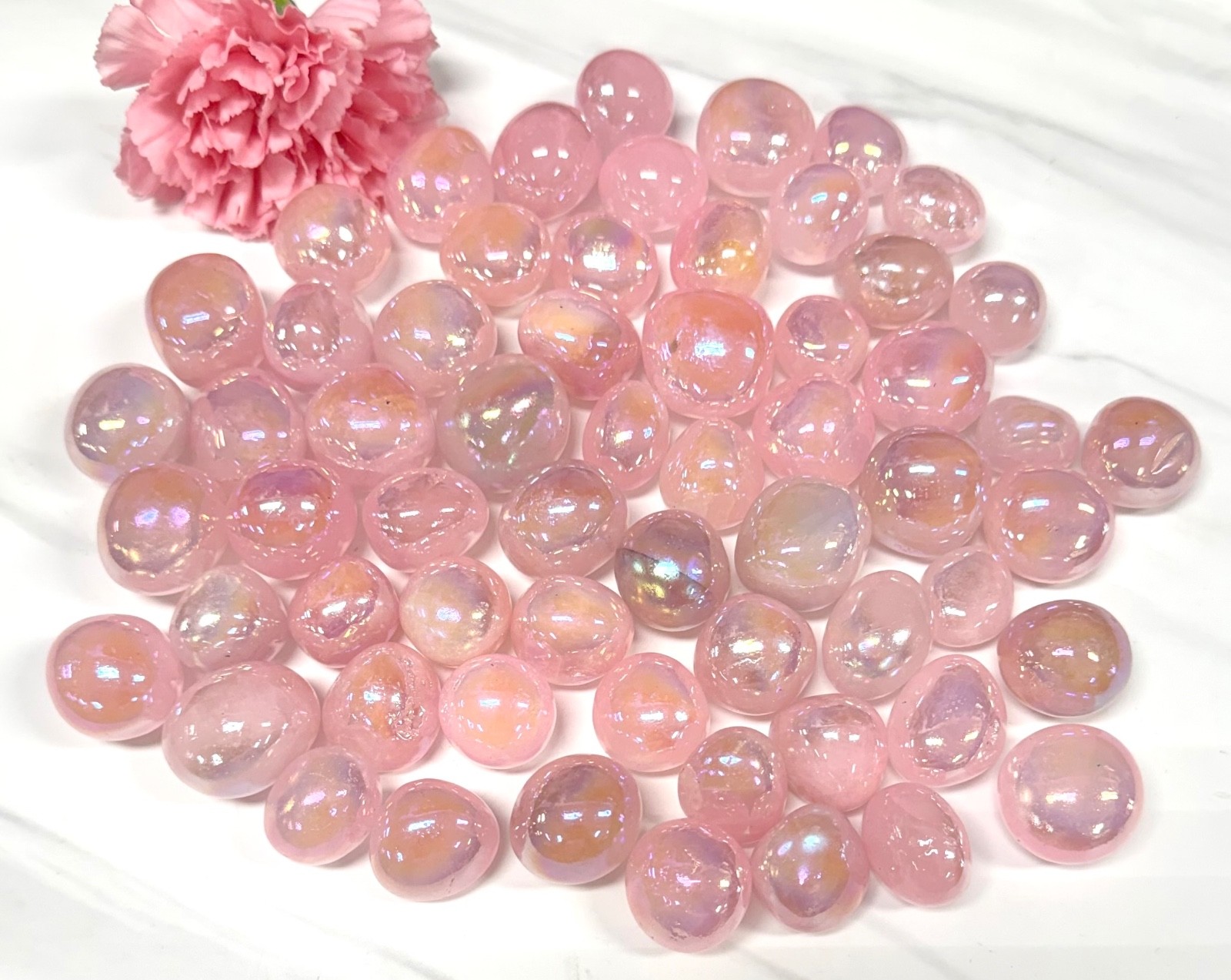 Wholesale Lot 2 Lbs Aura Rose Quartz Tumble Healing Energy