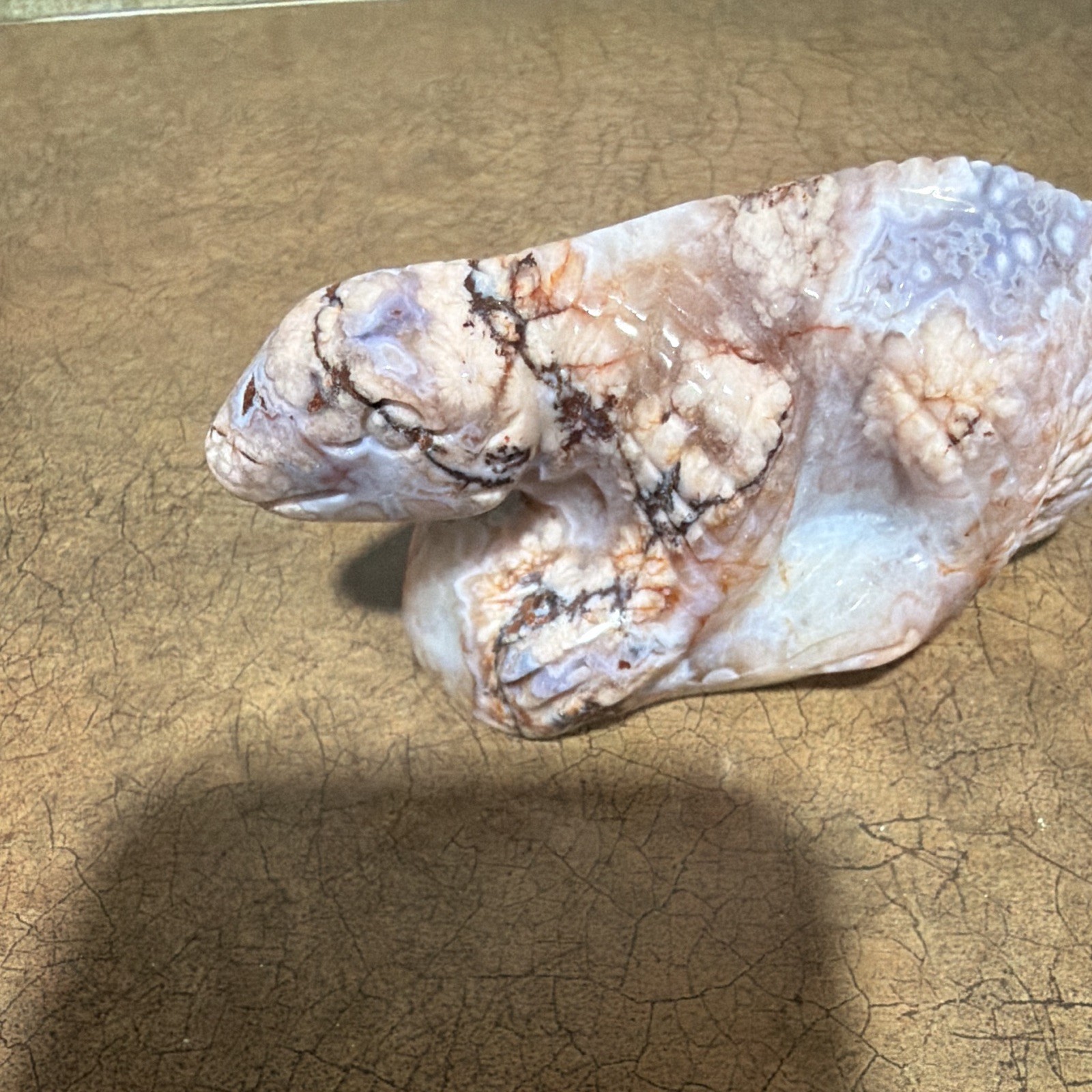 Natural agate crystal cave quartz lizard crystal hand carved-