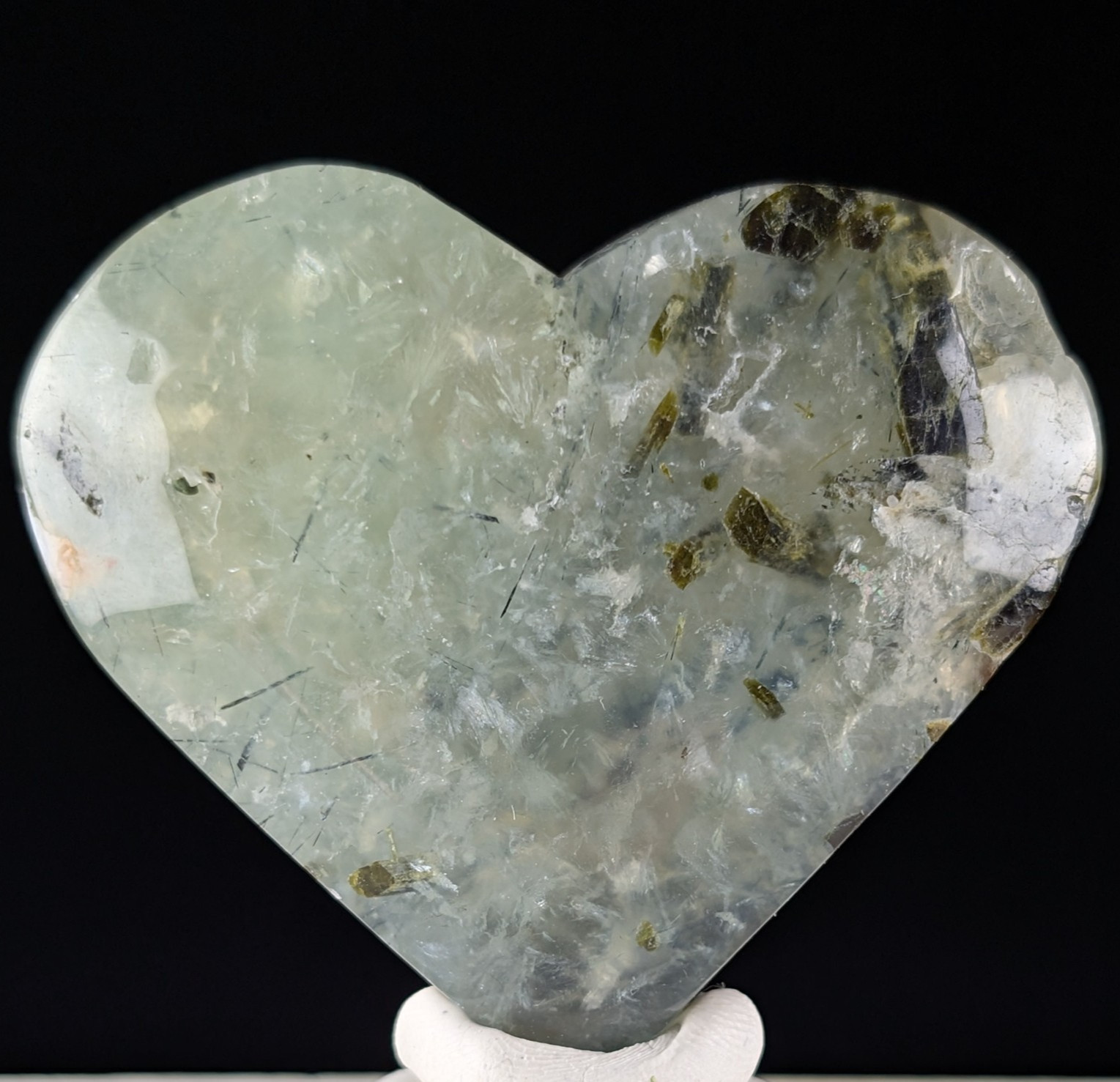 Prehnite Heart Carving Crystal Gemstone Chakra Reiki Mineral Gem