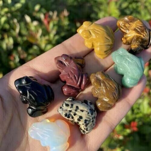 5pc Natural blend quartz mini frog Carved skull Crystal reiki healing