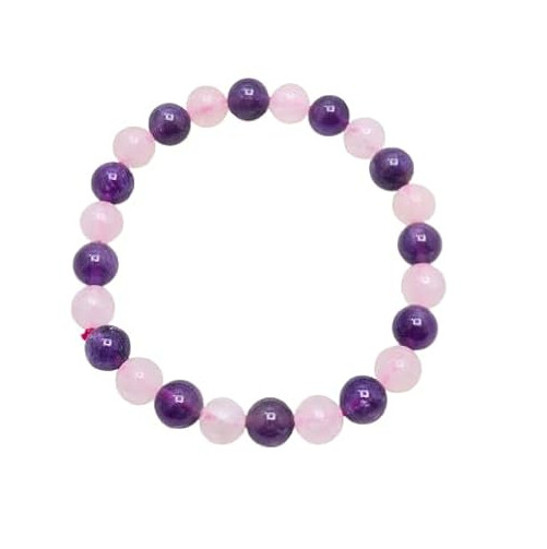 rose quartz amethyst agate 8mm beaded Bracelet Adjustable Size Healing Crystal