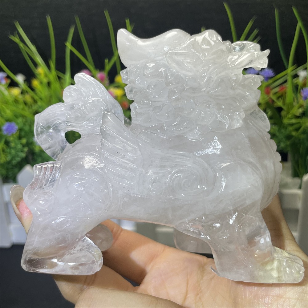 1.1LB 3.9″ Natural A++Clear Quartz Qilin Crystal Quartz Reiki Gift Mineral Decor