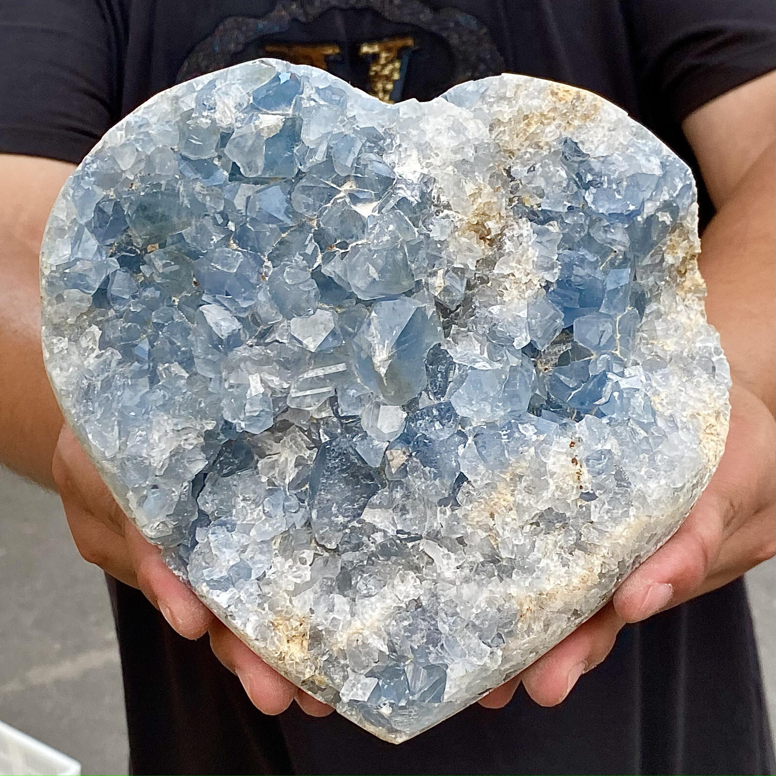 9.46LB Natural blue crystal cave heart-shaped original ore restoration