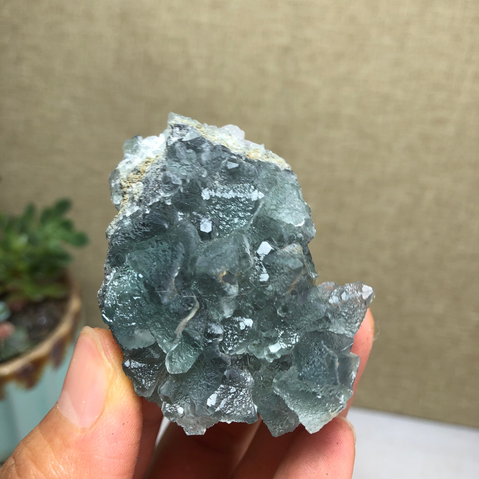 70g NATURAL Green Cubic FLUORITE Crystal Cluster Mineral Specimen A4740