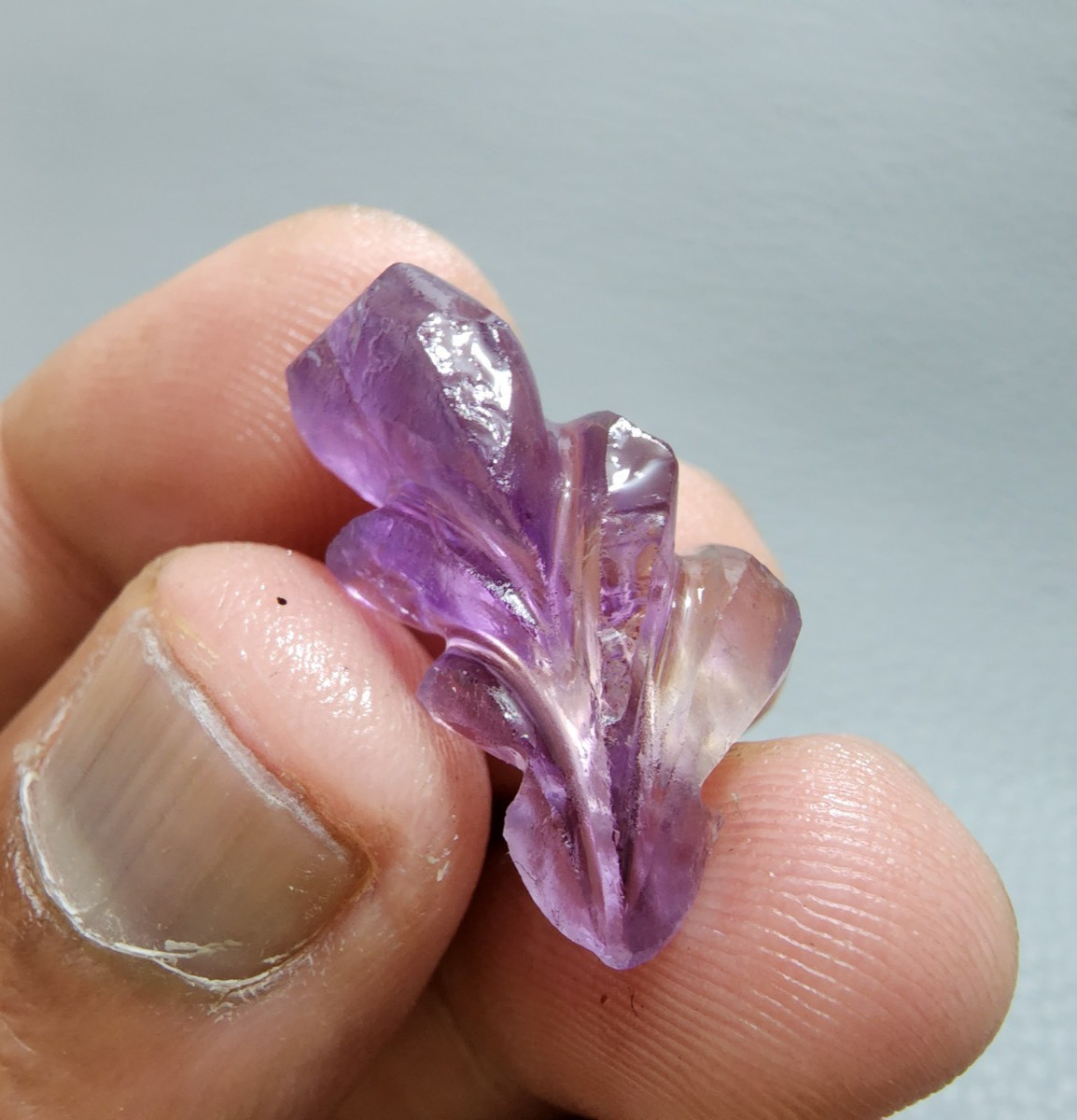 Lovely AA+ 19 Crt Purple Ametrine Flower Carving Gemstone Jewelry Making Carving